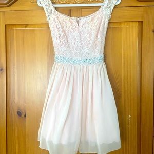 Blush Pink Party Dress with Stone And Lace detail!